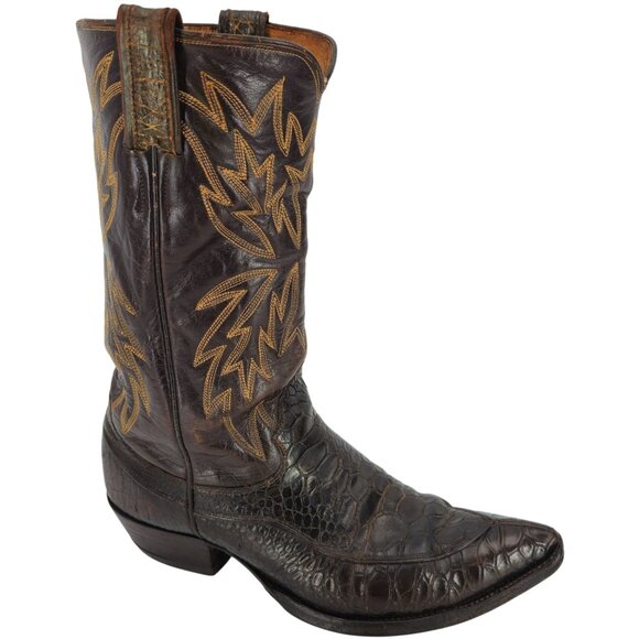 Justin Boots Other - Vintage Preban Sea Turtle Exotic Justin Cowboy Boots Mens 8.5 Brown Western 9020